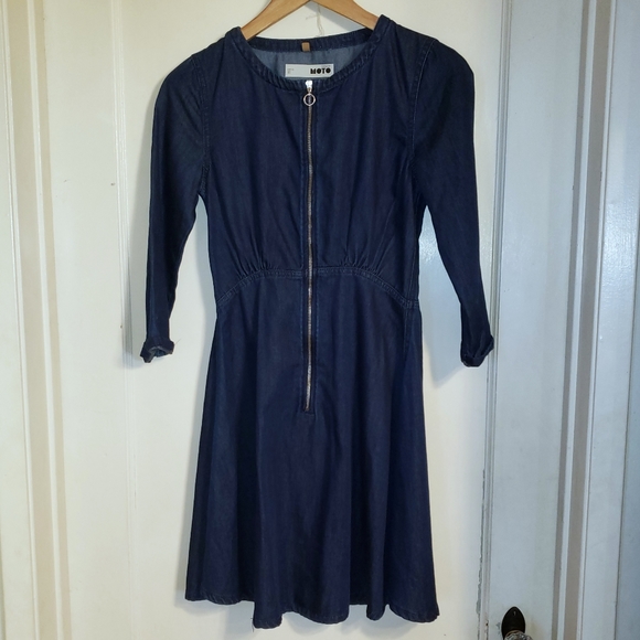 😀Topshop Moto blue denim dress Size 0 - Picture 2 of 4